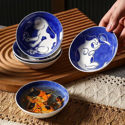 Cute Cartoon Lucky Cat Sauce Dish - Japanese Style Ceramic Sushi Plate - ZOOMNSTORE