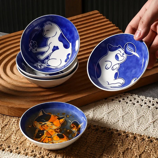 Cute Cartoon Lucky Cat Sauce Dish - Japanese Style Ceramic Sushi Plate - ZOOMNSTORE