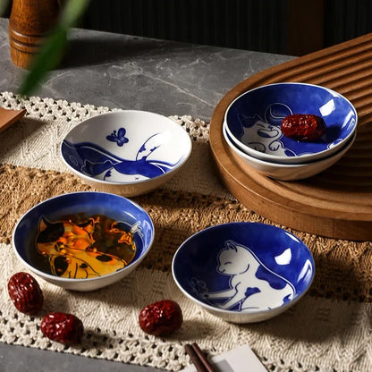 Cute Cartoon Lucky Cat Sauce Dish - Japanese Style Ceramic Sushi Plate - ZOOMNSTORE