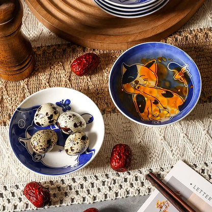 Cute Cartoon Lucky Cat Sauce Dish - Japanese Style Ceramic Sushi Plate - ZOOMNSTORE