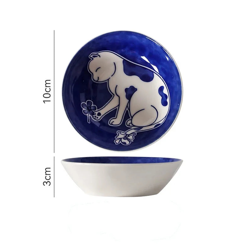 Cute Cartoon Lucky Cat Sauce Dish - Japanese Style Ceramic Sushi Plate - ZOOMNSTORE