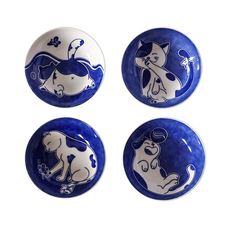 Cute Cartoon Lucky Cat Sauce Dish - Japanese Style Ceramic Sushi Plate - ZOOMNSTORE