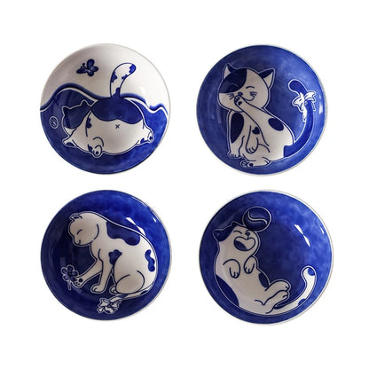 Cute Cartoon Lucky Cat Sauce Dish - Japanese Style Ceramic Sushi Plate - ZOOMNSTORE
