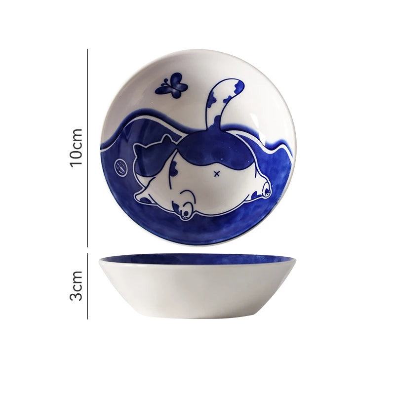 Cute Cartoon Lucky Cat Sauce Dish - Japanese Style Ceramic Sushi Plate - ZOOMNSTORE