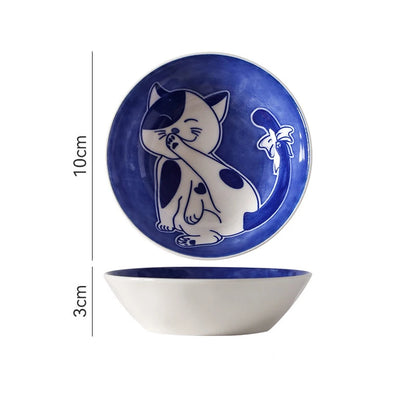Cute Cartoon Lucky Cat Sauce Dish - Japanese Style Ceramic Sushi Plate - ZOOMNSTORE