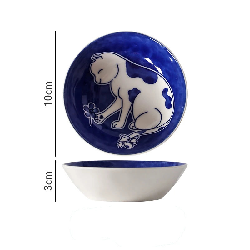 Cute Cartoon Lucky Cat Sauce Dish - Japanese Style Ceramic Sushi Plate - ZOOMNSTORE