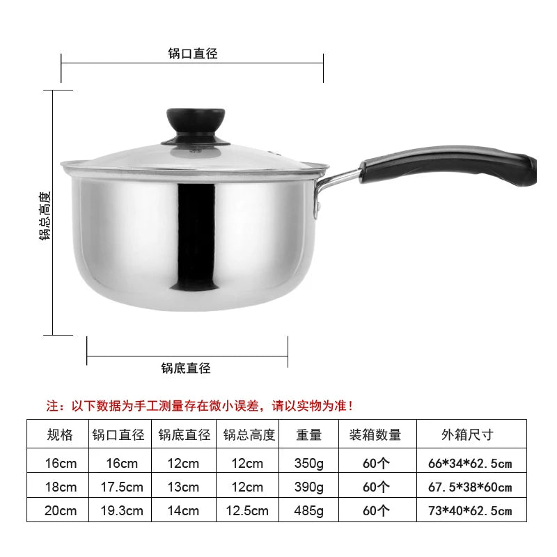Japanese Saucepan - Stainless Steel Milk Soup Pot With Lid | Non Stick Frying Pan - ZOOMNSTORE