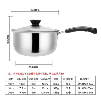 Japanese Saucepan - Stainless Steel Milk Soup Pot With Lid | Non Stick Frying Pan - ZOOMNSTORE