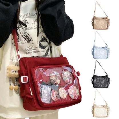 Japanese Ita Bag - Womens Clear Window Shoulder Purse with Multi-Pockets and Adjustable Strap - ZOOMNSTORE