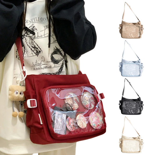 Japanese Ita Bag - Womens Clear Window Shoulder Purse with Multi-Pockets and Adjustable Strap - ZOOMNSTORE