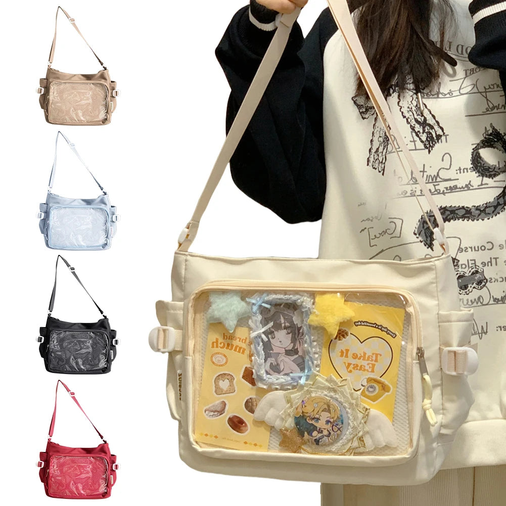 Japanese Ita Bag - Womens Clear Window Shoulder Purse with Multi-Pockets and Adjustable Strap - ZOOMNSTORE
