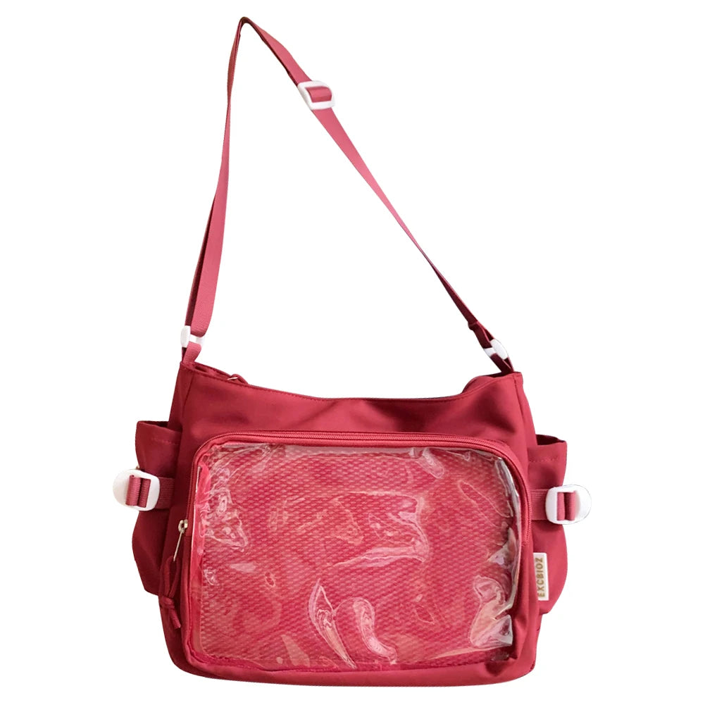 Japanese Ita Bag - Womens Clear Window Shoulder Purse with Multi-Pockets and Adjustable Strap - ZOOMNSTORE
