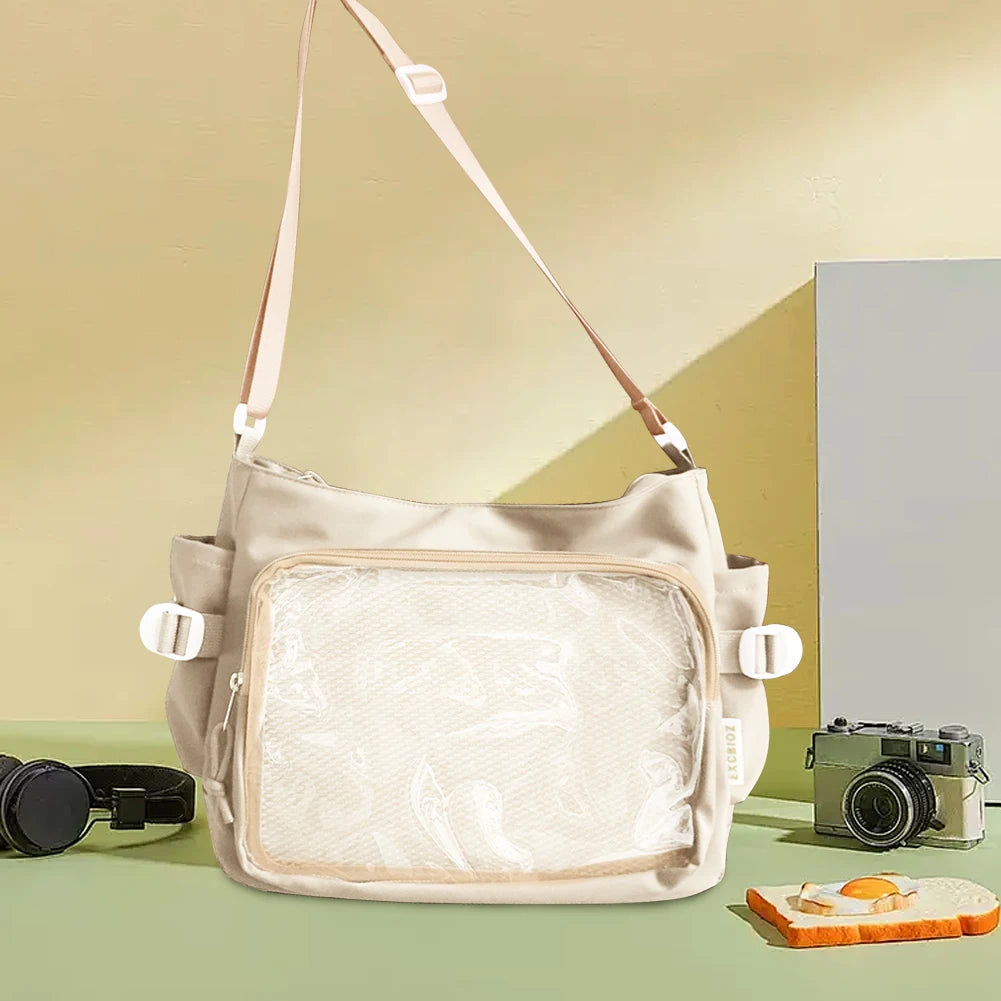 Japanese Ita Bag - Womens Clear Window Shoulder Purse with Multi-Pockets and Adjustable Strap - ZOOMNSTORE