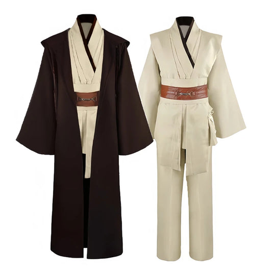 Obi Wan Kenobi Men's Costume Robe Adult Male Jedi Knight Tunic Costume Hooded Uniform Full Set Halloween Cosplay Cloak - ZOOMNSTORE