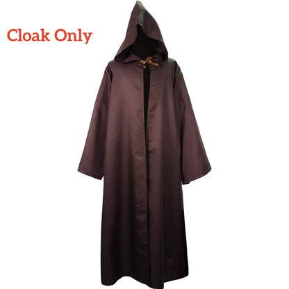 Obi Wan Kenobi Men's Costume Robe Adult Male Jedi Knight Tunic Costume Hooded Uniform Full Set Halloween Cosplay Cloak - ZOOMNSTORE
