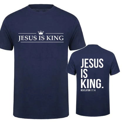 Jesus Is King T-Shirt - Casual Short Sleeve Christian Tee - ZOOMNSTORE