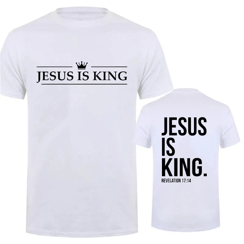 Jesus Is King T-Shirt - Casual Short Sleeve Christian Tee - ZOOMNSTORE