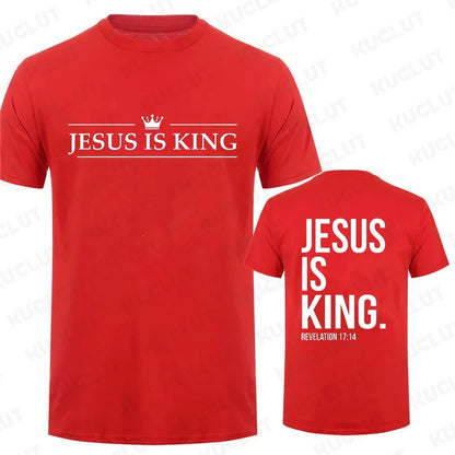 Jesus Is King T-Shirt - Casual Short Sleeve Christian Tee - ZOOMNSTORE