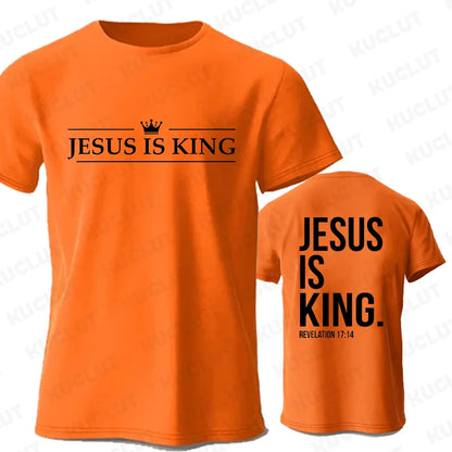 Jesus Is King T-Shirt - Casual Short Sleeve Christian Tee - ZOOMNSTORE