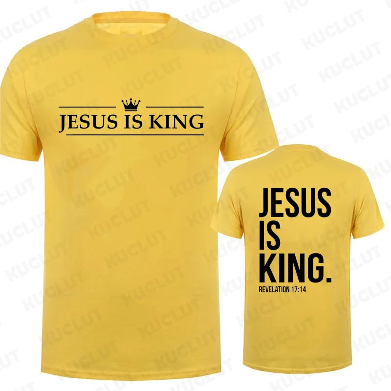 Jesus Is King T-Shirt - Casual Short Sleeve Christian Tee - ZOOMNSTORE