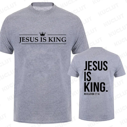 Jesus Is King T-Shirt - Casual Short Sleeve Christian Tee - ZOOMNSTORE
