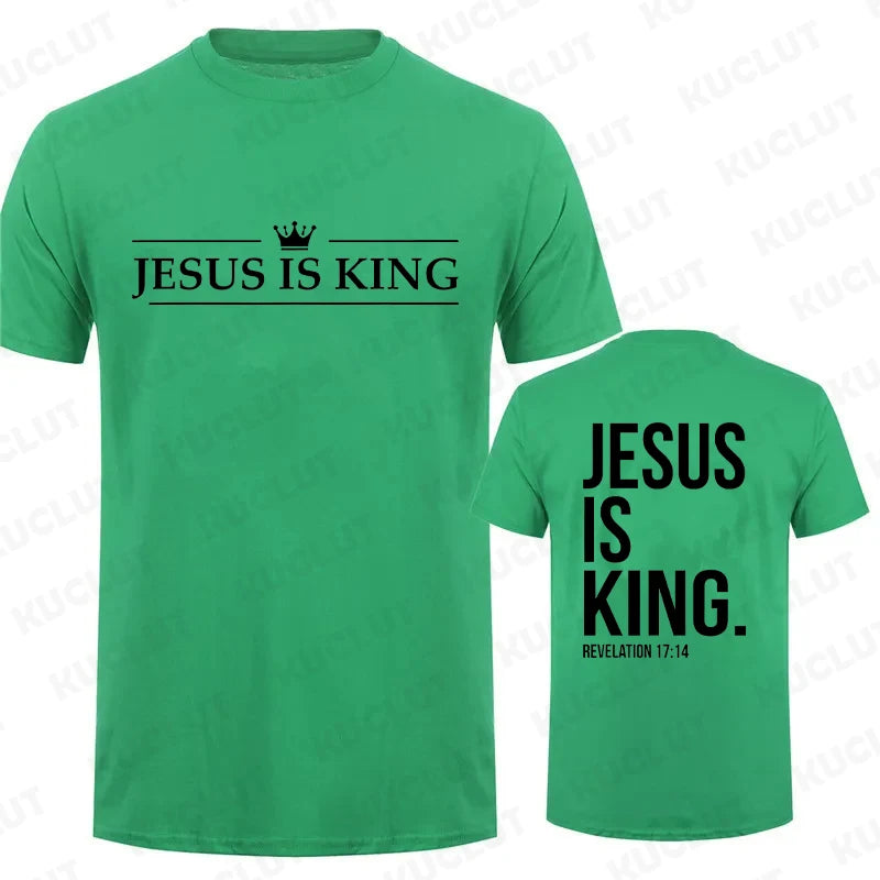 Jesus Is King T-Shirt - Casual Short Sleeve Christian Tee - ZOOMNSTORE