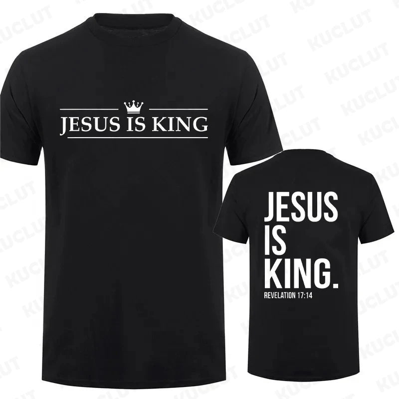 Jesus Is King T-Shirt - Casual Short Sleeve Christian Tee - ZOOMNSTORE