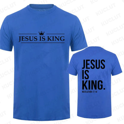 Jesus Is King T-Shirt - Casual Short Sleeve Christian Tee - ZOOMNSTORE