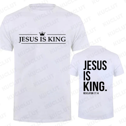 Jesus Is King T-Shirt - Casual Short Sleeve Christian Tee - ZOOMNSTORE