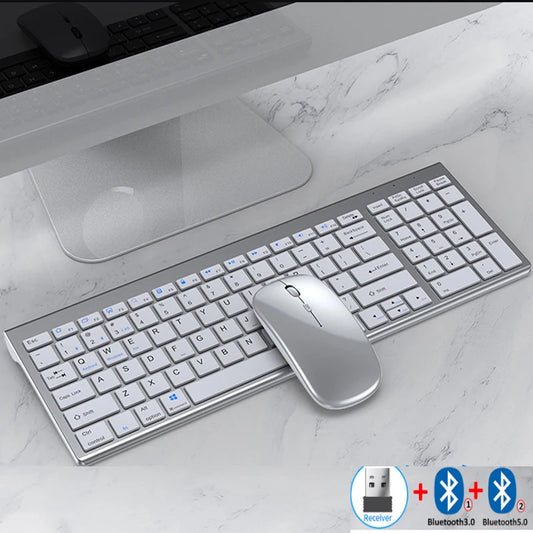 Jomaa Slim Rechargeable Bluetooth Keyboard and Mouse Set for Laptop Computer 2.4G USB Wireless Keyboard and Mouse Combo - ZOOMNSTORE