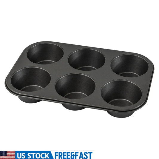 Jumbo Muffin Pan | 6 Cup Non Stick Bakeware - Durable Carbon Steel Tray - ZOOMNSTORE