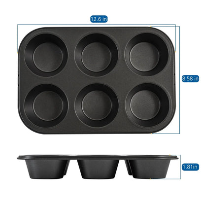 Jumbo Muffin Pan | 6 Cup Non Stick Bakeware - Durable Carbon Steel Tray - ZOOMNSTORE