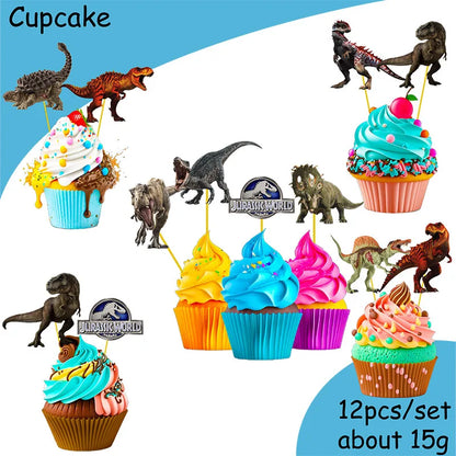 Jurassic World Dinosaur Party Supplies - Disposable Tableware Balloons Banners Cake Flags - ZOOMNSTORE