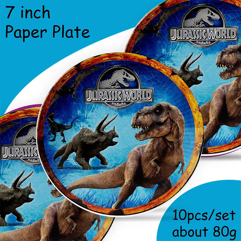 Jurassic World Dinosaur Party Supplies - Disposable Tableware Balloons Banners Cake Flags - ZOOMNSTORE