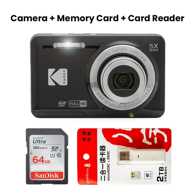 KODAK PIXPRO FZ55-RD 16MP Digital Camera - 5X Zoom 28mm Wide Angle 1080P Video 27 LCD - ZOOMNSTORE