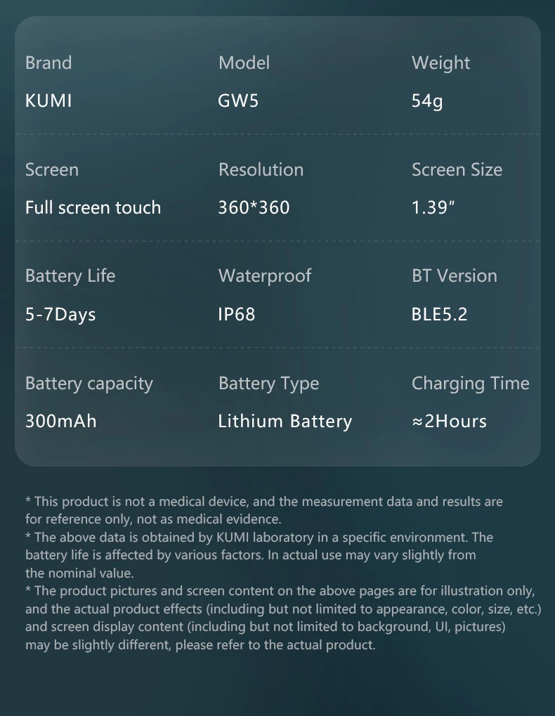KUMI GW5 Smart Watch – Waterproof Smartwatch with Heart Rate Monitor & SpO2 Tracker - ZOOMNSTORE