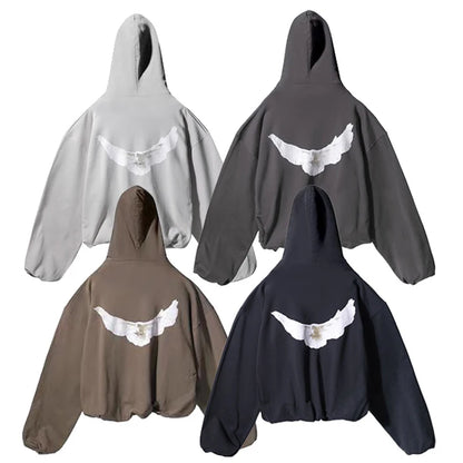 24SS Fashion Brand Kanye West Hoodies Peace Dove Pattern High Street Heavy Fabric Casual Pockets KANYE WEST Hoodies Pullovers - ZOOMNSTORE
