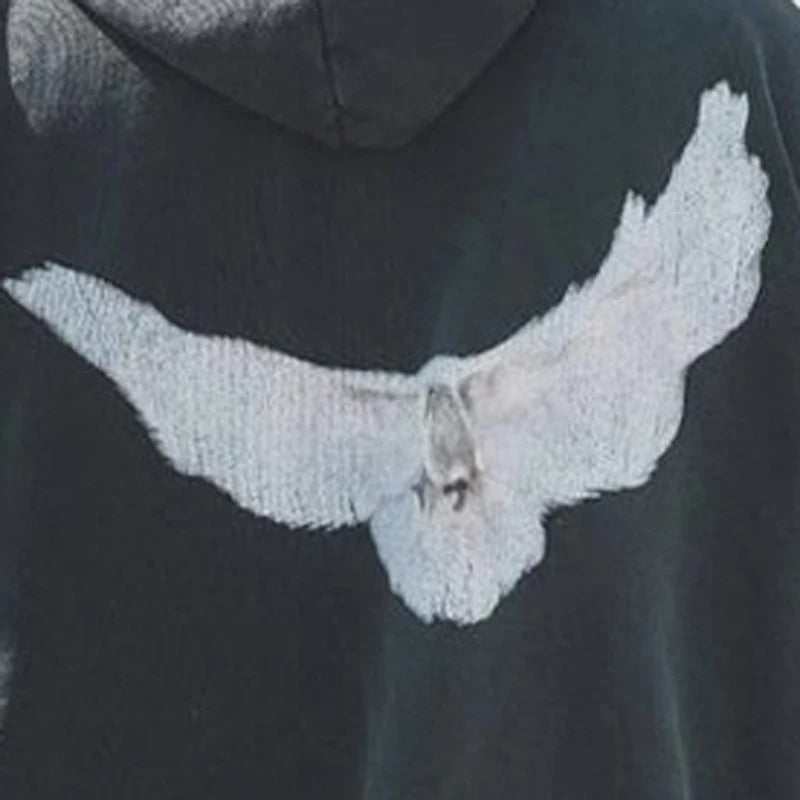 24SS Fashion Brand Kanye West Hoodies Peace Dove Pattern High Street Heavy Fabric Casual Pockets KANYE WEST Hoodies Pullovers - ZOOMNSTORE