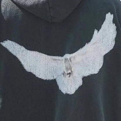 24SS Fashion Brand Kanye West Hoodies Peace Dove Pattern High Street Heavy Fabric Casual Pockets KANYE WEST Hoodies Pullovers - ZOOMNSTORE