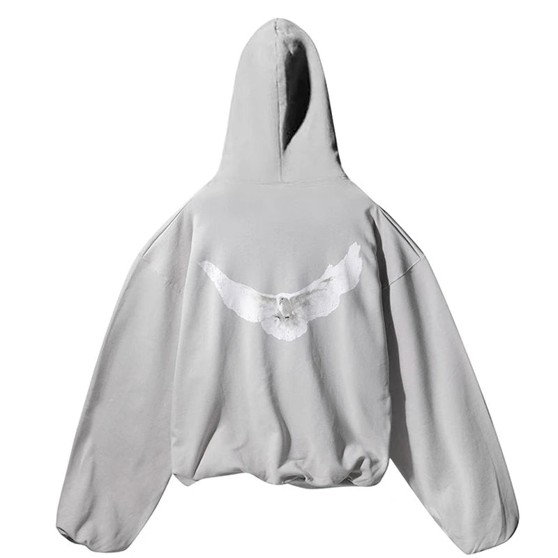 24SS Fashion Brand Kanye West Hoodies Peace Dove Pattern High Street Heavy Fabric Casual Pockets KANYE WEST Hoodies Pullovers - ZOOMNSTORE