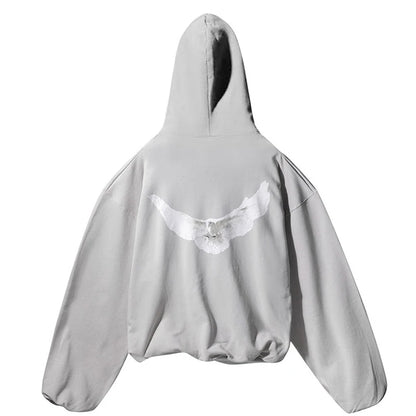24SS Fashion Brand Kanye West Hoodies Peace Dove Pattern High Street Heavy Fabric Casual Pockets KANYE WEST Hoodies Pullovers - ZOOMNSTORE
