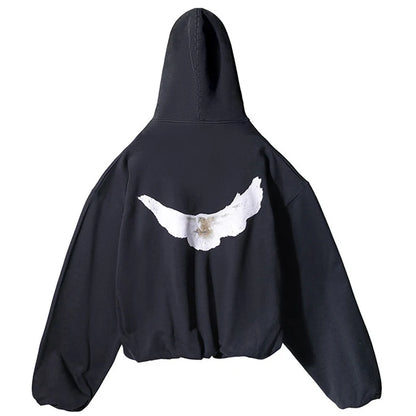 24SS Fashion Brand Kanye West Hoodies Peace Dove Pattern High Street Heavy Fabric Casual Pockets KANYE WEST Hoodies Pullovers - ZOOMNSTORE