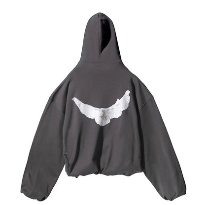 24SS Fashion Brand Kanye West Hoodies Peace Dove Pattern High Street Heavy Fabric Casual Pockets KANYE WEST Hoodies Pullovers - ZOOMNSTORE