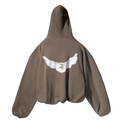 24SS Fashion Brand Kanye West Hoodies Peace Dove Pattern High Street Heavy Fabric Casual Pockets KANYE WEST Hoodies Pullovers - ZOOMNSTORE