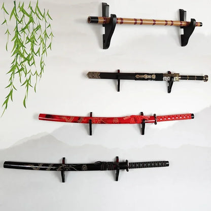 Katana Sword Shelf - Wooden Samurai Sword Display Organizer With Adjustable Hooks - ZOOMNSTORE