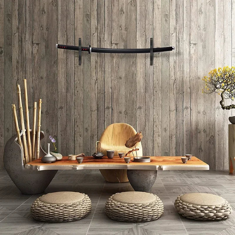 Katana Sword Shelf - Wooden Samurai Sword Display Organizer With Adjustable Hooks - ZOOMNSTORE