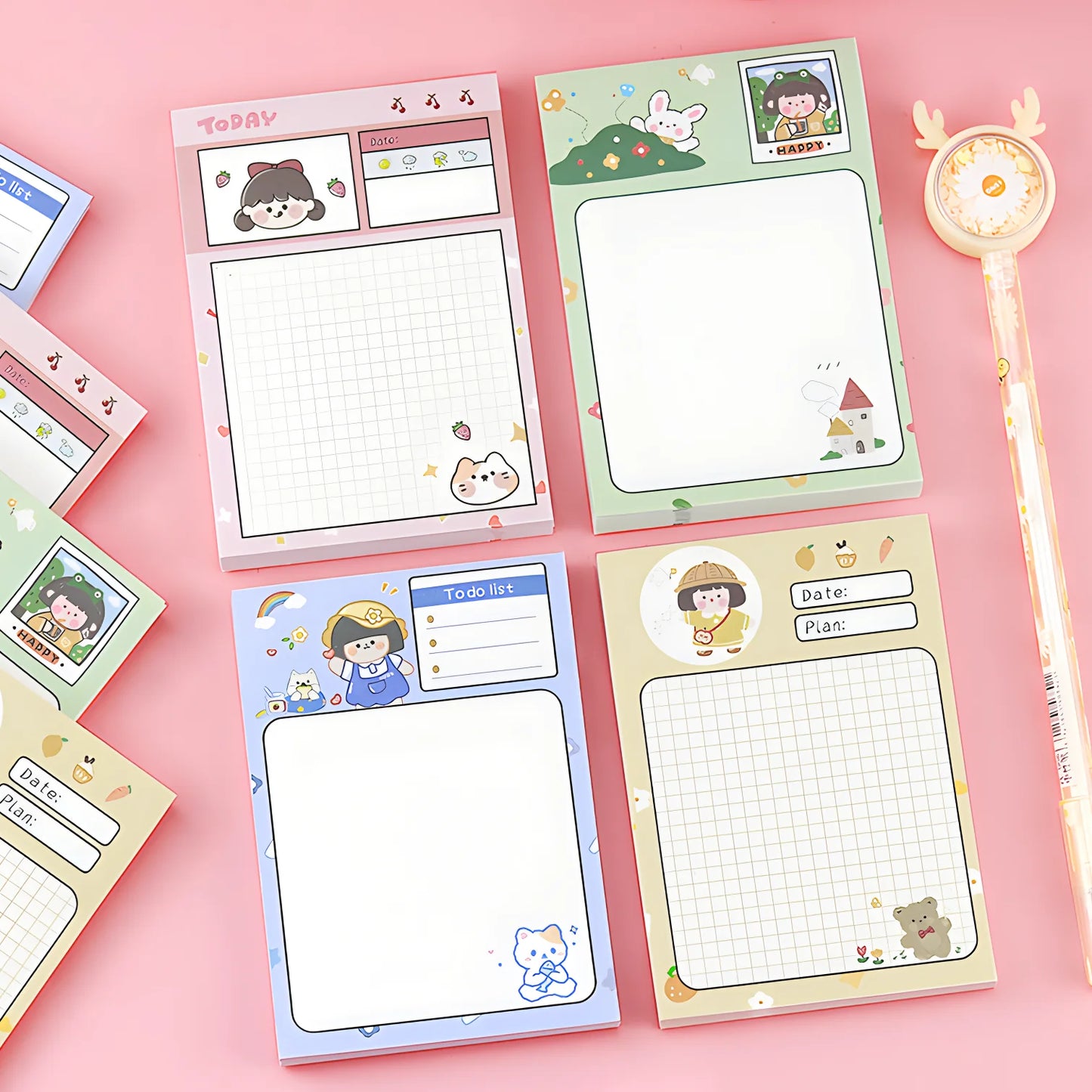 Kawaii Sticky Notes - Cute Journaling Memo Pads for To-Do Lists and Planning - ZOOMNSTORE