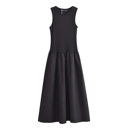 Khaki Elegant Long Dress - Womens Spring Sleeveless Casual Party Y2K Vestidos - ZOOMNSTORE