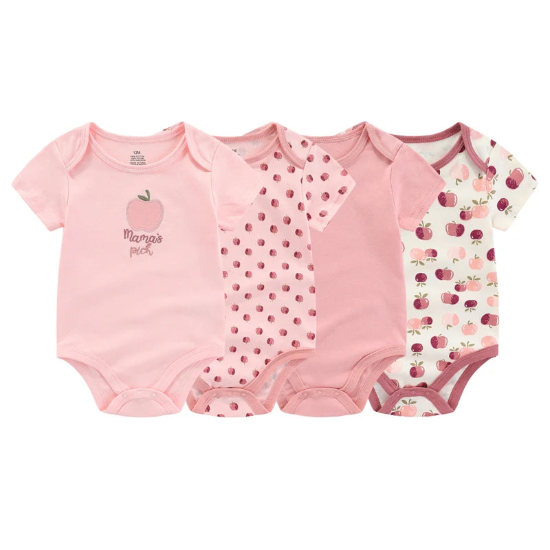 Kiddiezoom Fashion Cartoon 4-piece Summer 100% Cotton Boys and Girls jumpsuit Newborn jumpsuit set - ZOOMNSTORE