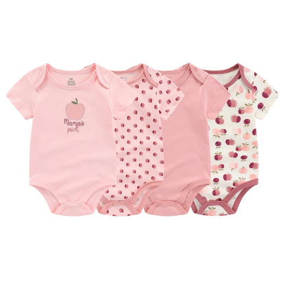 Kiddiezoom Fashion Cartoon 4-piece Summer 100% Cotton Boys and Girls jumpsuit Newborn jumpsuit set - ZOOMNSTORE
